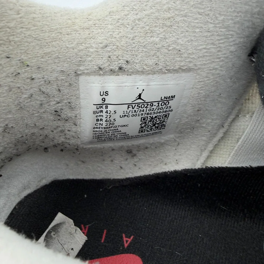 Air Jordan 4 Cement Shoes 2025 White Black Gray Red Mens 9 FV5029-100
